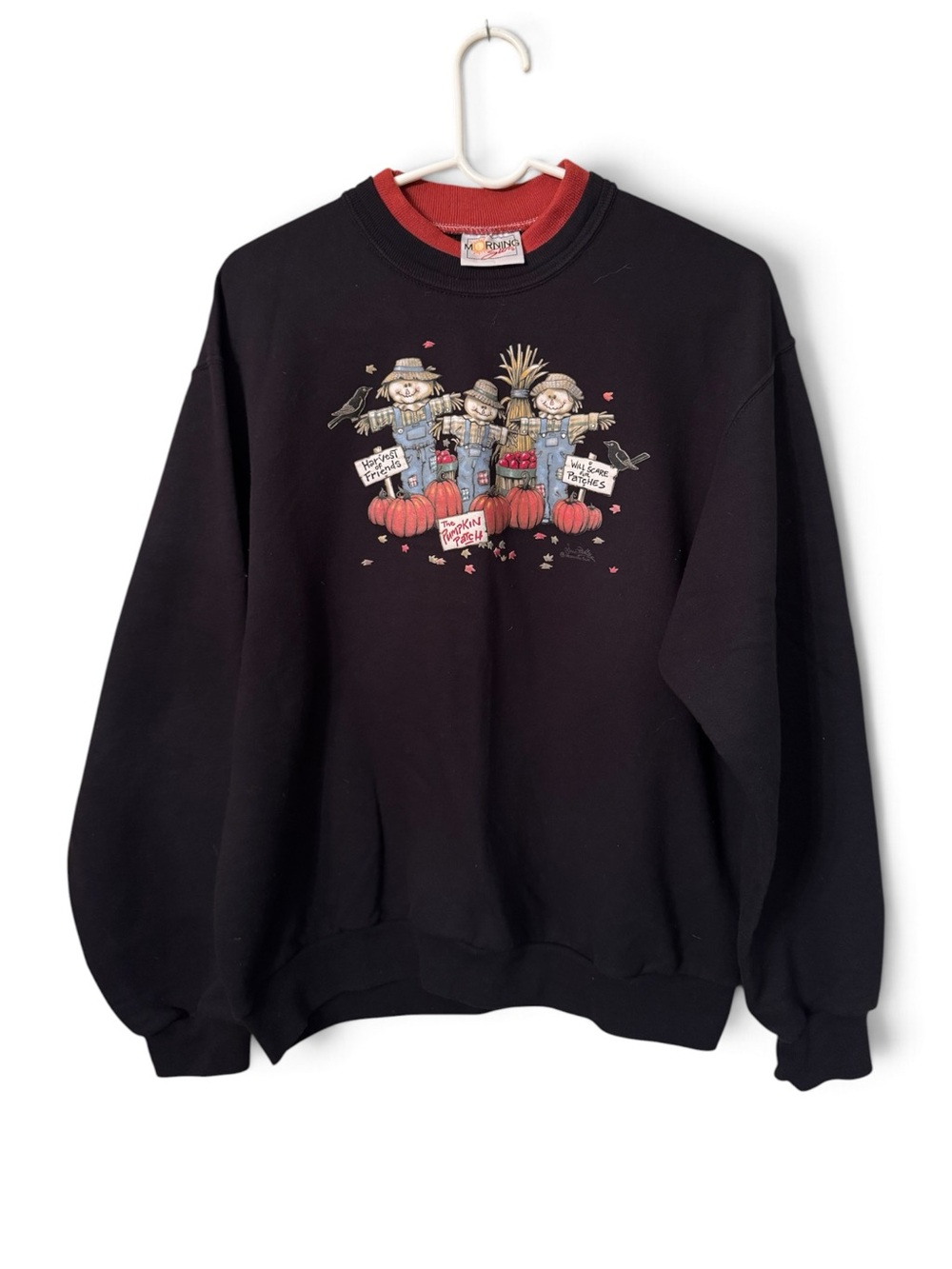 Vintage 90s Pumpkin Patch Graphic Sweatshirt by Morning Star Scarecrows Crows